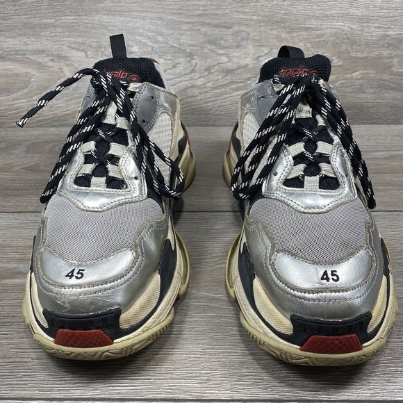 Balenciaga Triple S Silver Black Red Size 45 (US 12) - Picture 2 of 14